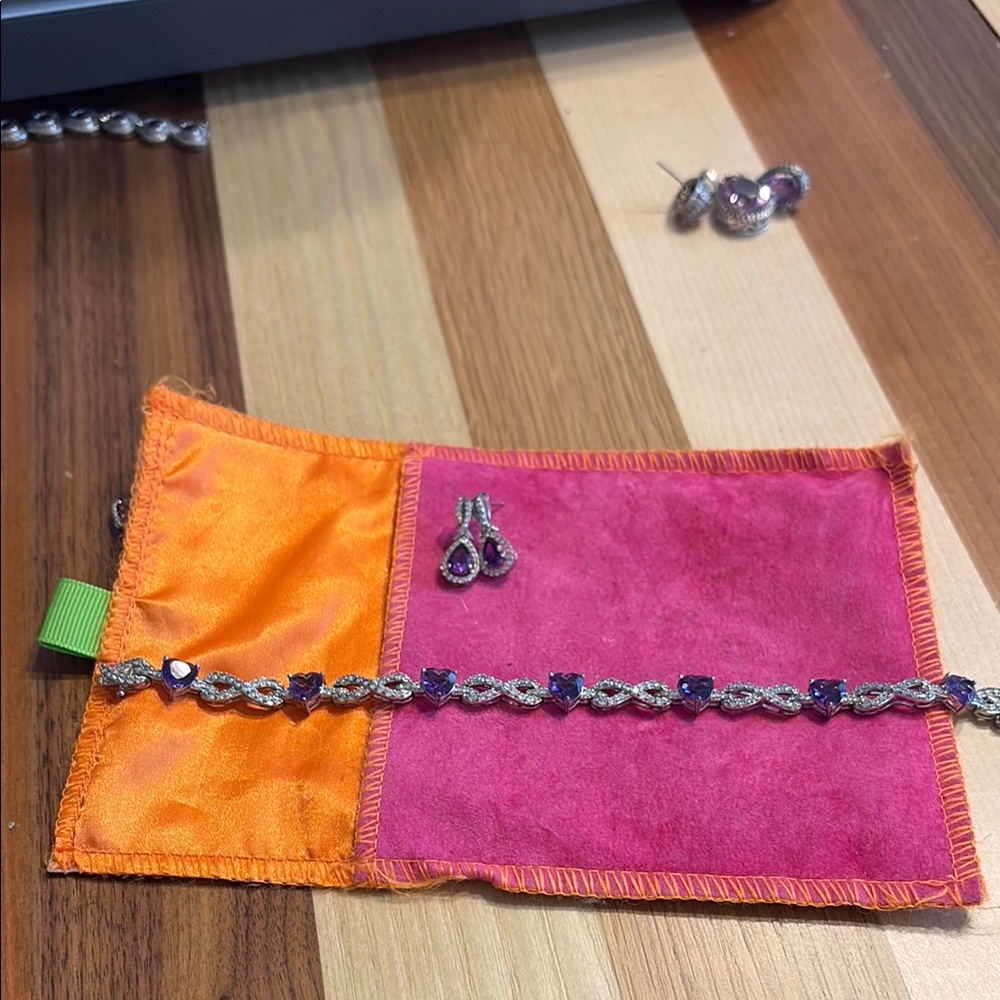 Amethyst and Sterling Silver Bracelet Set